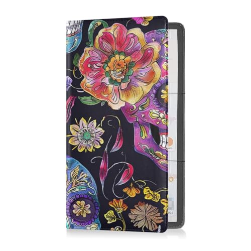 Porta carte di registrazione e assicurazione da uomo e da donna pelle PU per organizzare qualsiasi da auto camion moto rimorchio o barca con teschi di zucchero festivi Multi 1 size