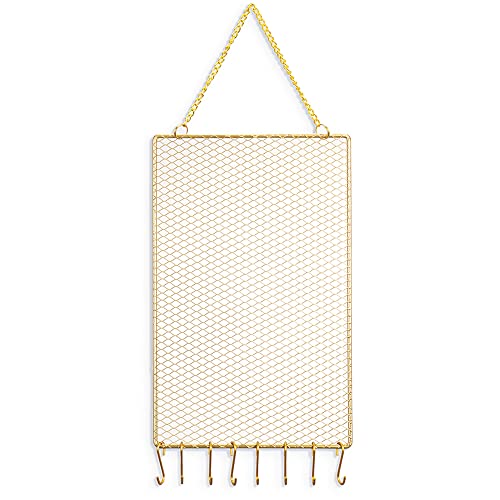 SHILIPAIJC Organiseur de bijoux suspendu, présentoir mural en métal pour boucles d'oreilles et colliers,cadeau pour les filles et les femmes (Rectangula)