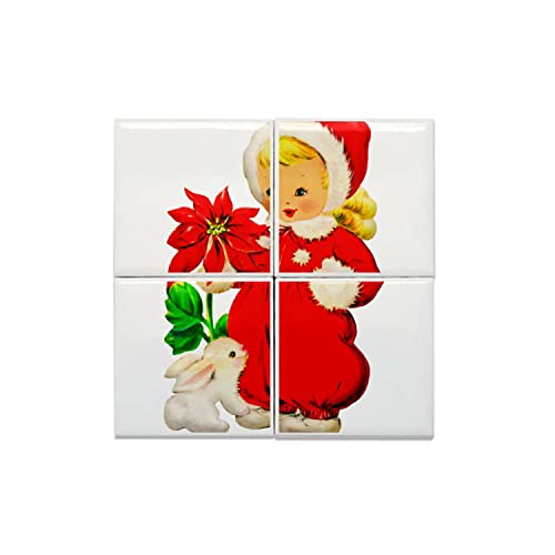 Carreaux céramique enfant de Noël et lapin pour revivre la magie des années 50