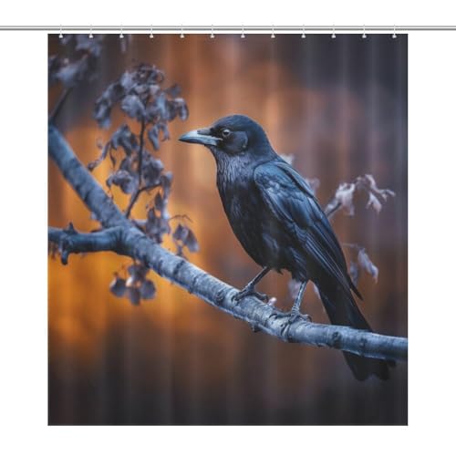 Rideau de douche corbeau en polyester imperméable 168x183cm - 7