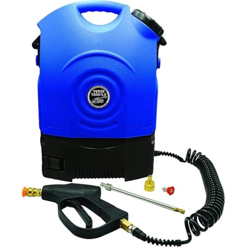 Nu-Calgon 4781-00 Turbo Tank 2.0 Portable Rinsing Sprayer 150 psi rechargeable battery, removable 4.5 gallon water tank, durable hose and spray gun, 90-degree spray wand for mini-splits