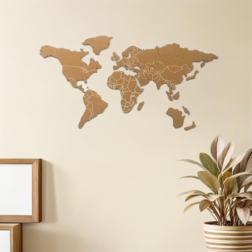 Panneau décoratif en liège carte monde marron pour ranger vos notes - 5