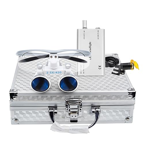 Eustoma 812 2.5X Binocular Loupes Optical Glasses +3W Led Headlight Lamp cover