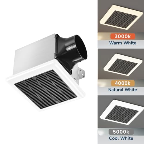 Extractor para baño con luz LED, 80 CFM, 1,5 sones, montaje en techo, diseño moderno negro, certificado ETL miniatura 4