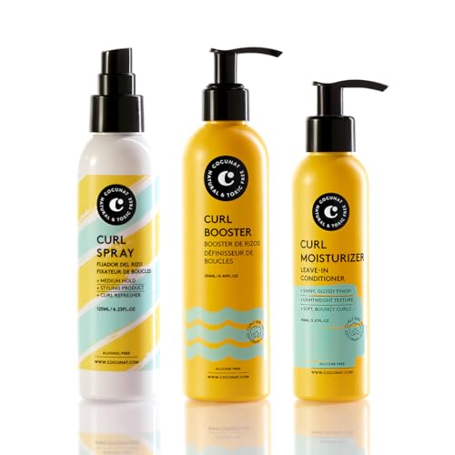 COCUNAT - Kit Rizos Definidos - Acondicionador Leave-in + Gel Definición + Spray Fijador - Define, Nutre, Elimina el Frizz - Método Curly - Toxic-Free, Sin siliconas, Ni Sulfatos