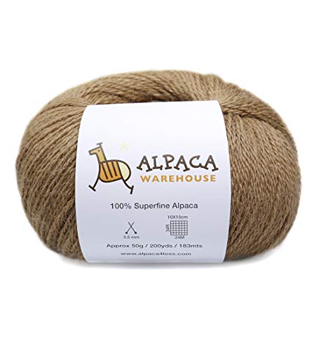 100% Alpaca Yarn Wool Set Of 3 Skeins Fingering Lace Worsted Weight - Heavenly Soft And Perfect For Knitting And Crocheting (Camel, Fingering) #TOP1