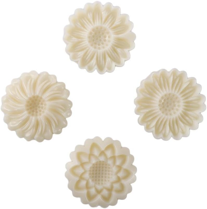 Mooncake Press Molds,Daisy Shape Cookie Stamp Mooncake Mold Set Flower Moon Cake Mold with 4 Pcs Stamps