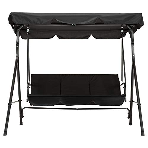 image for Mcombo 3-Person Outdoor Patio Swing Chair, Convertible Canopy Hanging 