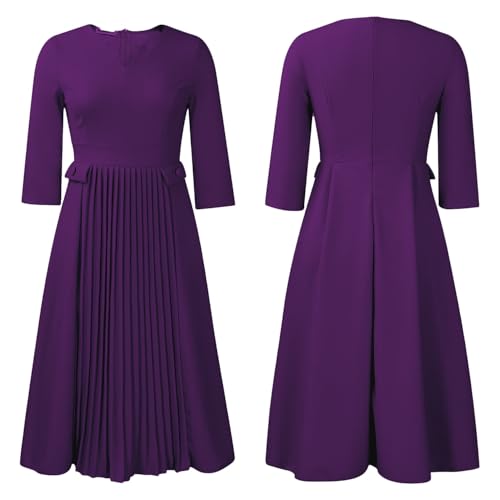 Image of Wear to Work Midi Dress for Women Business Casual A-line Dress Elegance Church Outfits