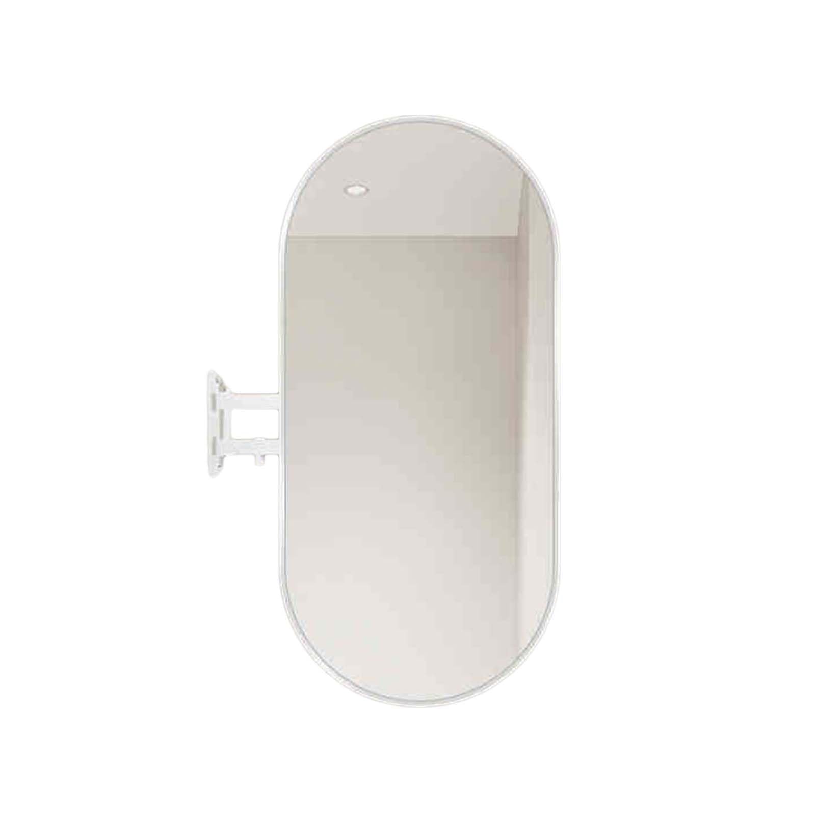 Miroir salle de bain ovale blanc 40x80 cm suspendu pliable pour rasage homme