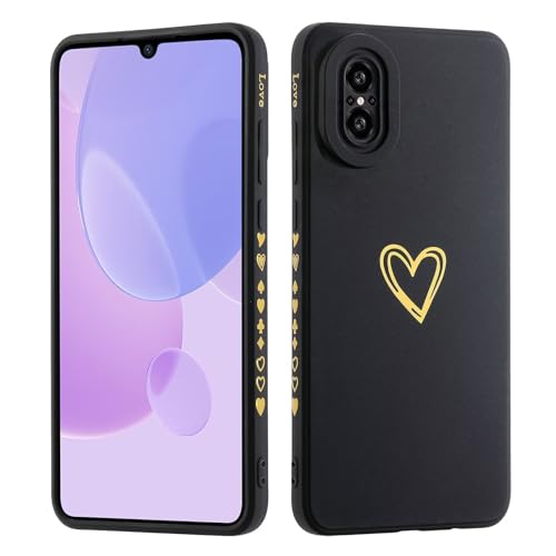 LENGRACE para Huawei Nova 9 SE Patrón De Corazón Funda,Love Patrón Moda Lindo para Mujeres Niñas Silicona Antichoque TPU Carcasa-Negro