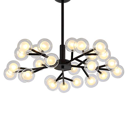 Plafonnier sphérique en verre vintage luminaire suspendu noir salon salle à manger