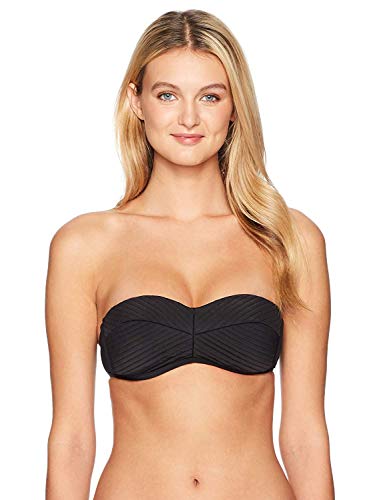 Seafolly Women's Quilted Bustier Bikini Top Swimsuit, Black, 4 US