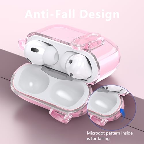 Image of (with Lock) Clear Case Compatible for Cute Apple Airpods Pro 1 /2 Cases Women, VISOOM TPU Transparency Air pods Pro 1st 2nd Generation Earbuds Case Bling Keychain for Airpod iPod Pro2 /1