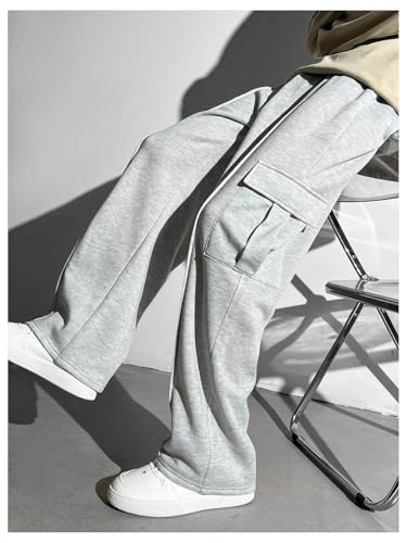 Boy's Wide Leg Sweatpants Athletic Baggy Pants Thermal Long Cargo Pants Joggers Trousers4