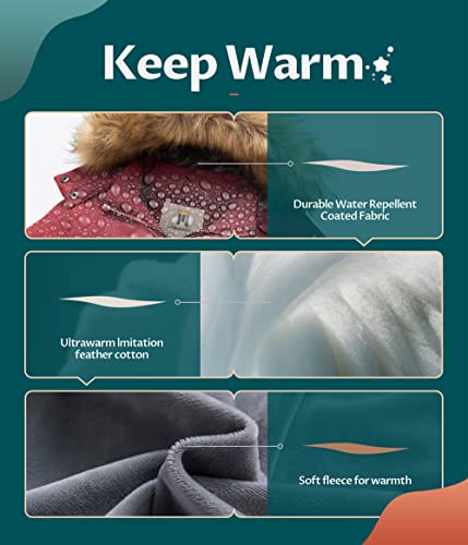 Creatmo Us Girl's Winter Jacket Quilted Puffer Parka Windbreaker Kids Ski Coat With Detachable Hood Red 10/12 #TOP3