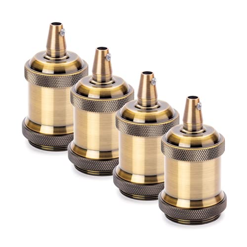 ORION LIGHTSTYLE Portalampada vintage E27 anticato, 4 pezzi, attacco per lampada a sospensione, attacco per adattatore