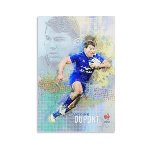 SECOLI Impression sur toile représentant Antoine Dupont - Joueur de rugby - Décoration murale - Décoration moderne - 30 x 45 cm - Style sans cadre