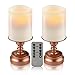 Set of 2 7" Flameless LED Battery operated Candles Ivory Color with Remote 24-hour Timer Function in Bronze Base
