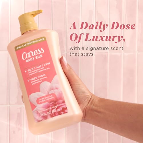Image of Caress Body Wash With Pump Daily Silk White Peach & Orange Blossom Body Soap for Noticeably Silky, Soft Skin 30 fl oz, 4 Pack
