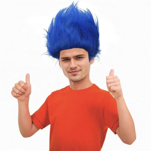 Image of Blue Wigs for Halloween Cosplay Cosplay Crazy Wigs for Men Silly Wigs for Party