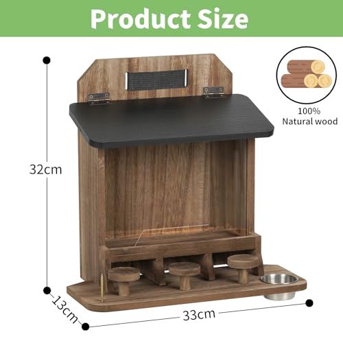 JAZUIHA Wooden Squirrel Feeder, Squirrel House Weatherproof for Outdoor Use Chipmunk Feeding Station with Picnic Table - Image 4