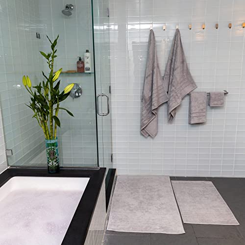 Mosobam 700 Gsm Luxury Bamboo Viscose 12Pc Extra Large Bathroom Set, Light Grey, 4 Bath Towels Sheets 35X70 4 Hand Towels 16X30 4 Face Washcloths 13X13, Turkish Towel Sets, Quick Dry, Gray #TOP2