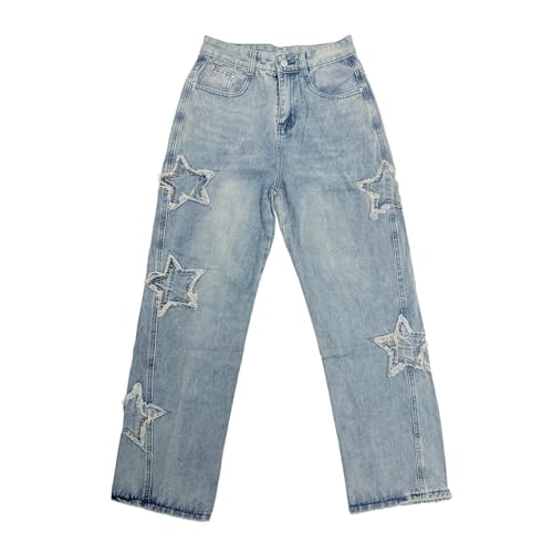 Womens Trendy Wide Leg Y2K Star Jeans Aesthetic Star Pants Boyfriend Loose Fit Denim Pants Teen Girls E Girl4
