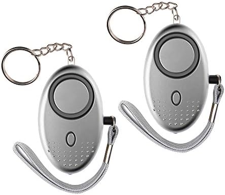 Personal Alarm, IEKA 2Pack 130DB Emergency Safe Sound Alarm, Self-Defense Security Key Chain Siren with Safety LED Flashlight for Kids, Women, Elderly and Night Workers (Silver)