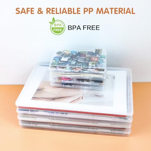 LPZNUYVC 8 Pack Photo Storage Box, Fits 8\" x 10\" and 4\" x 6\" Photo, Plastic Photo Organizers and Storage with Snap-Tight Latch, for Protecting Photos, Scrapbooks, Crafts, Office Supplies, Files