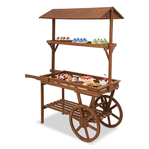 Headery Candy Cart Display Stand, Flower Cart Stand with Wheels,