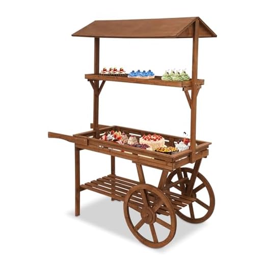 Elegant Wooden Flower Cart Display Stand