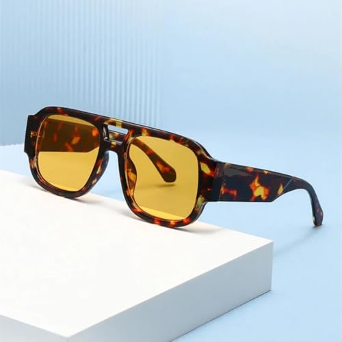 Lunettes de soleil rétro double pont finition bleu léopard - 2