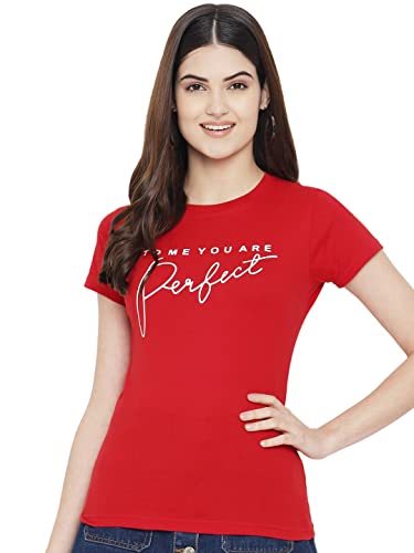 Image of Preneum Women's Cotton Regular Fit Graphic Stylish Printed Short Sleeves Casual T-Shirt |Trend & Styles