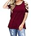 Produktbild GHKT Kurzarm-Kurzarm-t-Shirt Für Damen Frauen Kalte Schulter-Hemd Kurzarmhemd Sommer Top (Color : Wine Red, Size : S)