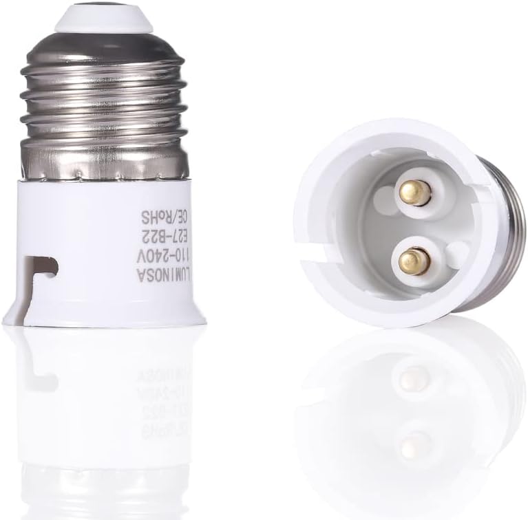 Luminosa E27 to B22 Lamp Base Adapter Socket Converter (Pack of 2) / Screw to Bayonet Bulb Socket Adaptor Convertor/CE Certified / 1 Year Warranty