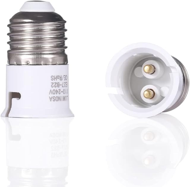 Luminosa E27 to B22 Lamp Socket Adapter Socket Converter (Pack of 2) / Screw to Bayonet Bulb Socket Adaptor Convertor/CE Certified / 1 Year Warranty