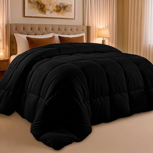 Image of Utopia Bedding Twin Comforter Duvet Insert, Quilted Black Comforter with Corner Tabs, Box Stitched Down Alternative Comforters Twin Size 64 x 88 inches