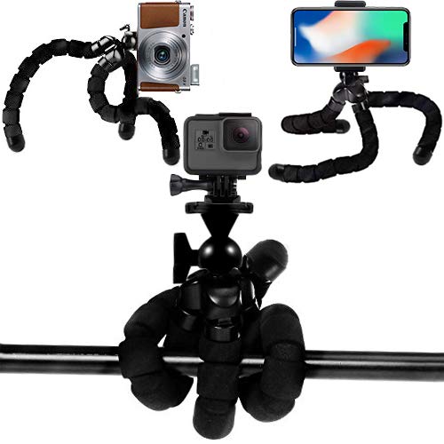 Acuvar 10” Inch Flexible Tripod With Quick Release + Universal Mount For All Smartphones + Mount For Gopro Cameras + An Ecostconnection Microfiber Cloth #TOP2