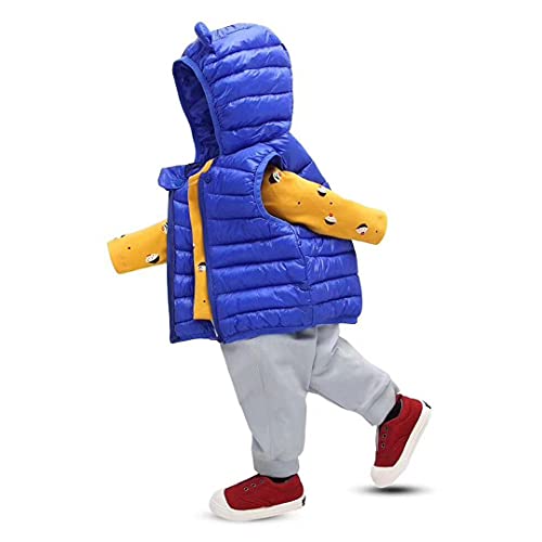 Image of AIWUHE Baby Boys Girls Hooded Puffer Vest Winter Lightweight Sleeveless Bear Ears Zipper Up Jacket Down Vest Coat Vests Kids