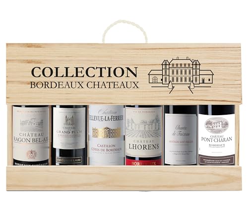 Calvet Collection Bordeaux - Confezione di 6 vini rossi di Bordeaux in confezione regalo in legno (6 x 0,375 l)