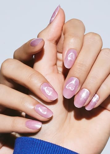 ohora Semi Cured Gel Nail Strips (N Cooing) - Works with Any Nail Lamps, Salon-Quality, Long Lasting, Easy to Apply & Remove - Includes 2 Prep Pads, Nail File & Wooden Stick