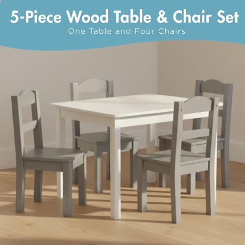 Humble Crew Juego Mesa y 4 sillas Madera Blanco/Gris: ingeniería Cocina, diseño Innovador, Seguro niños, fomenta imaginación, Montaje rápido, excelente Juego - imagen 3