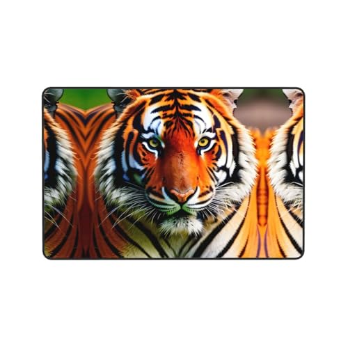 Tapis super doux pour salon à rayures de tigre orange et moelleux - 8