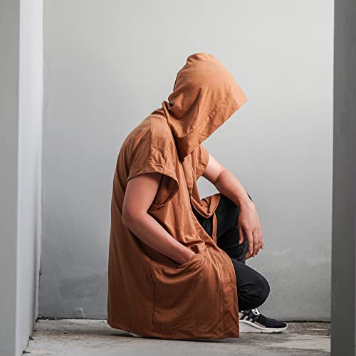 Image of Men's Sleeveless Noragi Hoodie Oversized Kimono Jacket One Size Vest Cardigan Gym Coat (Golden Mustard)