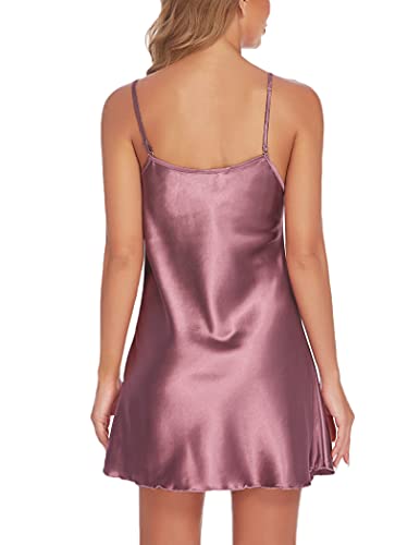 Image of Avidlove Satin Nightgowns for Women Silk Slip Dress Sexy Sleepwear | Adjustable spaghetti straps,elegant V neck,flattering mini lingerie dress,comfortable all day wear
