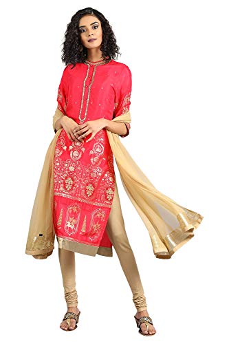 Image of W Wishful Pink Mandarin Neck Printed Kurta