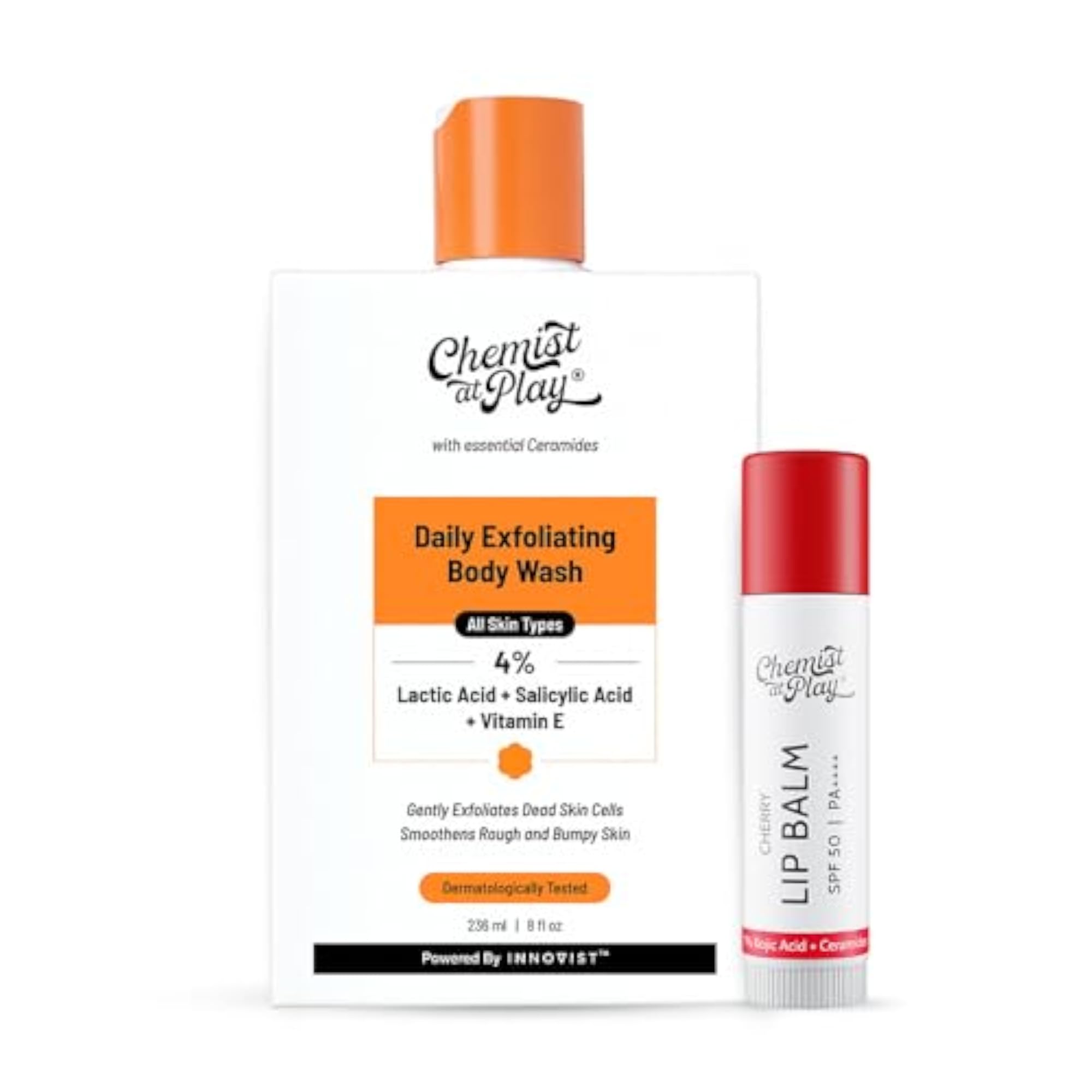 Exfoliating Body Wash & Cherry Lip Balm Combo