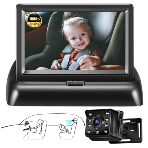 Image of Zacro Baby Car Mirror Camera Display, 4.3" Baby Car Seat Camera with HD Night Vision Function, 150°Viewing Angle, 360°Adjustable, Sticky Pad Mount