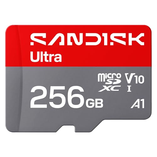SANDISK Ultra Carte microSDXC 256 Go, UHS-I + SD Adapter (Jusqu’à 195 Mo/s Vitesses de...